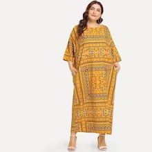 Shein Plus Flower Print Batwing Sleeve Dress