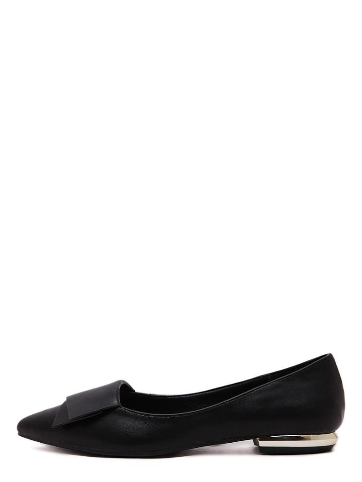 Shein Black Pointed Toe Chunky Flats