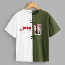 Shein Embroidered Figure Print Ring Detail Tee