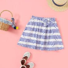 Shein Girls Bow Front Chevron Print Skirt