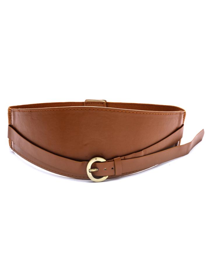Shein Brown Faux Leather Buckle Wide Belt