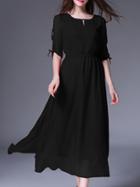 Shein Black Elastic-waist A-line Dress