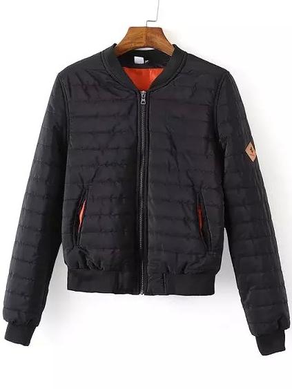 Shein Navy Quilted Quilting Striped Crop Coat