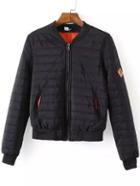Shein Navy Quilted Quilting Striped Crop Coat