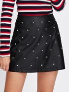 Shein Pearl Beading Faux Suede Skirt