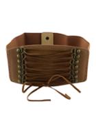 Shein Brown Pu Leather Elastic Wide Belt