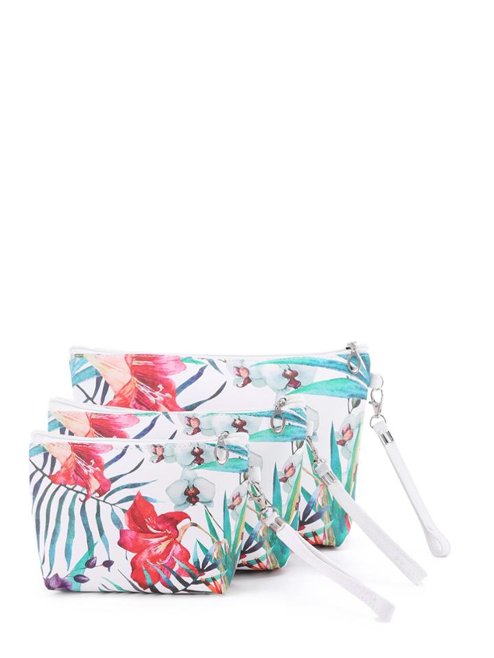 Shein Flower Print Makeup Bag 3pcs