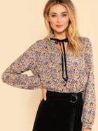 Shein Tie Neck Frilled Collar Blouse