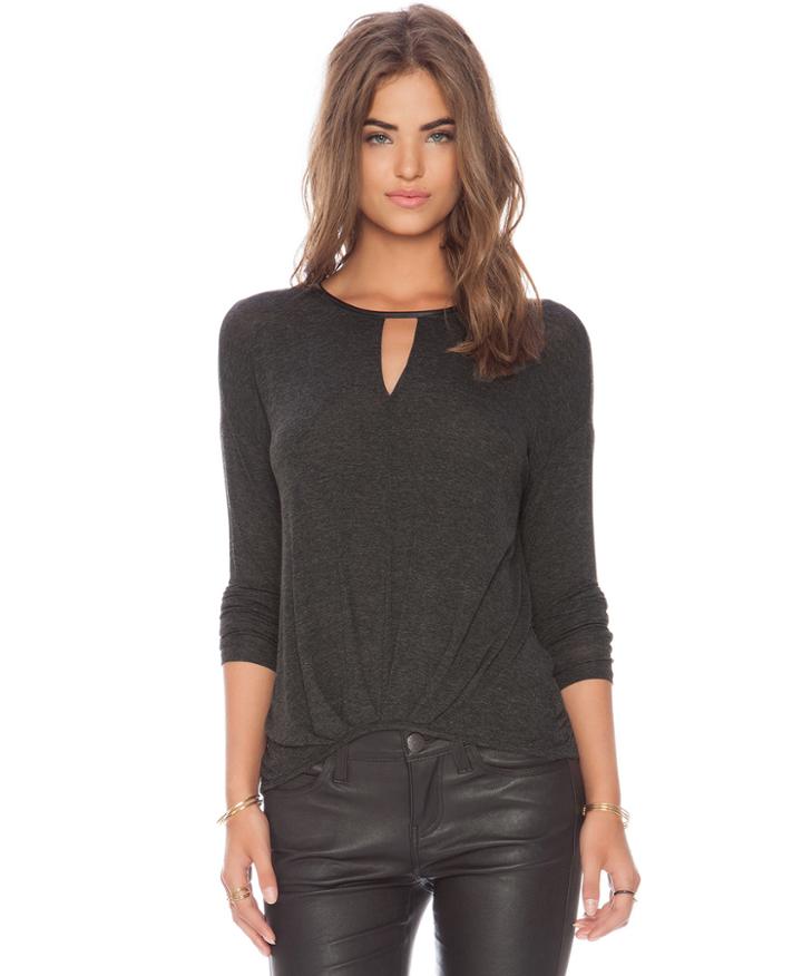 Shein Grey Long Sleeve Casual T-shirt