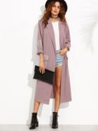Shein Purple Lapel Pocket Split Long Sleeve Outerwear