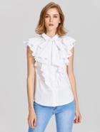 Shein Bow Neck Layered Flutter Sleeve Blouse