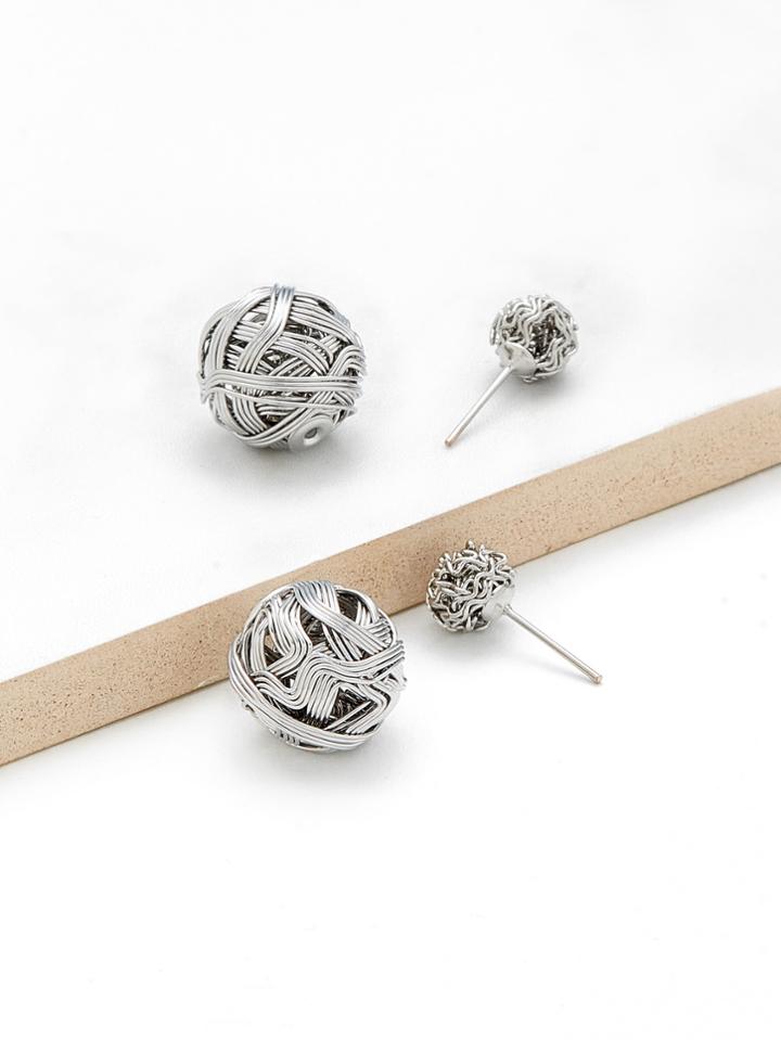 Shein Hollow Pom Pom Design Stud Earrings