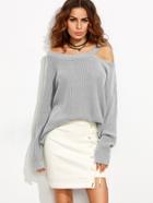 Shein Cutout Shoulder Longline Loose Fit Jumper