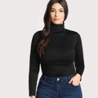 Shein Plus High Neck Solid Skinny Tee