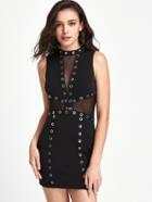 Shein Mesh Panel Eyelet Detail Dress