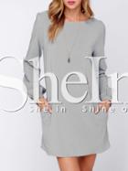 Shein Grey Concert Long Sleeve Informal Casual Dress