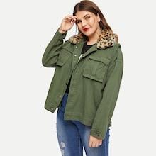 Shein Plus Denim Jacket With Borg Collar