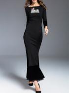 Shein Black Sequined Fishtail Maxi Dress