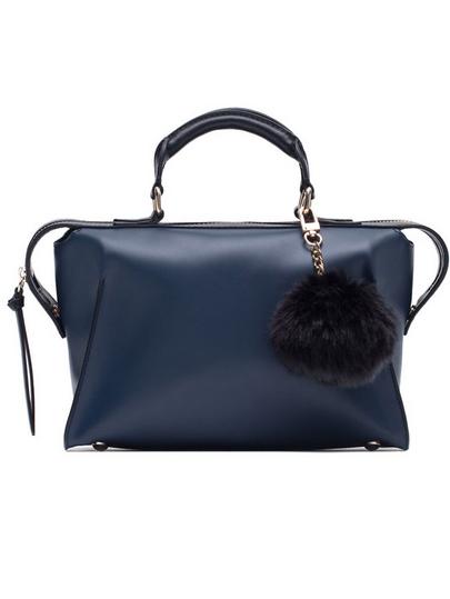 Shein Blue Hairball Embellished Pu Shoulder Bag