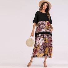 Shein Hidden Pocket Leaf Print Longline Dress
