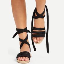 Shein Tie Leg Strappy Flat Sandals
