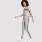 Shein Rainbow Striped Tee & Sweatpants Co-ord