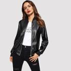 Shein Zip Up Faux Leather Bomber Jacket
