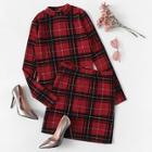 Shein Plaid Skinny Top & Skirt Set