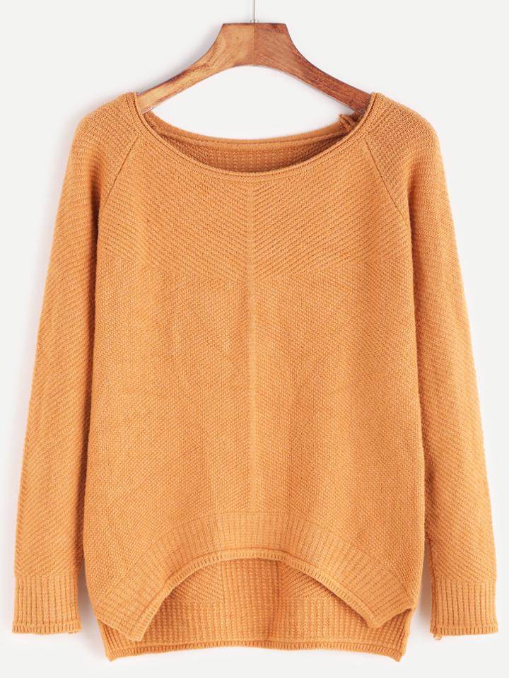 Shein Raglan Sleeve Slit Side Dip Hem Sweater