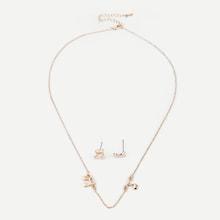 Shein Note Decorated Necklace & Stud Earrings