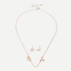 Shein Note Decorated Necklace & Stud Earrings