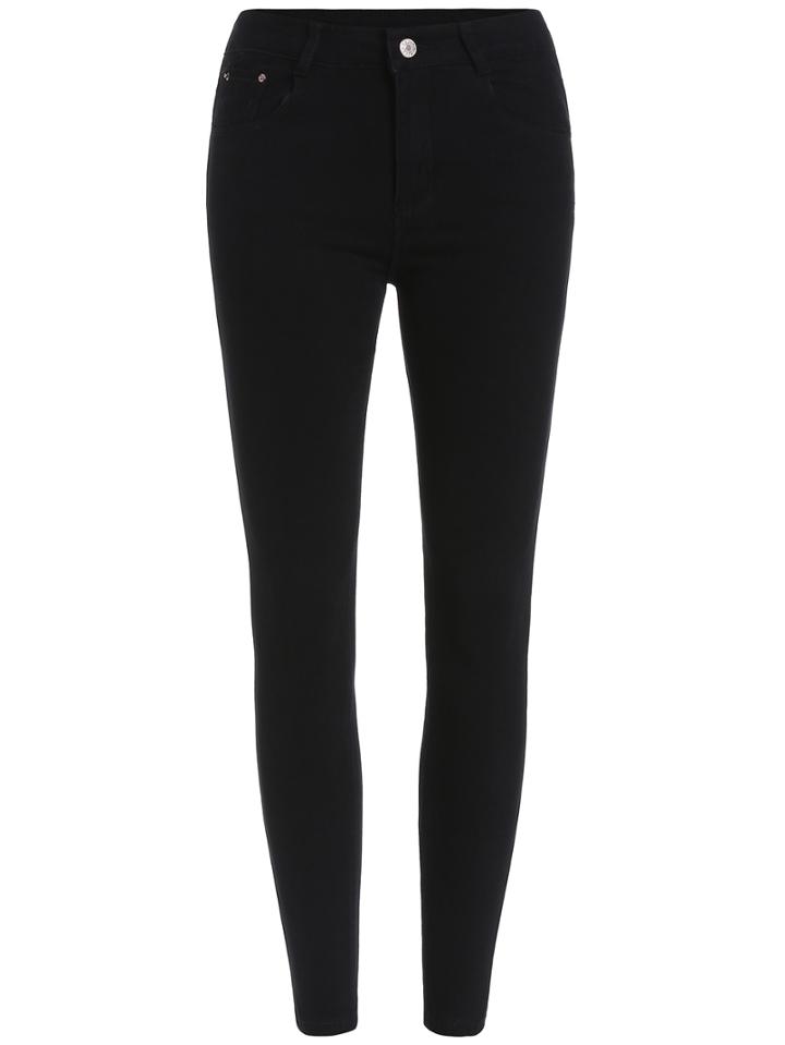 Shein Black Button Slim Denim Pant