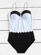 Shein Two Tone Bustier One Piece Swimwear