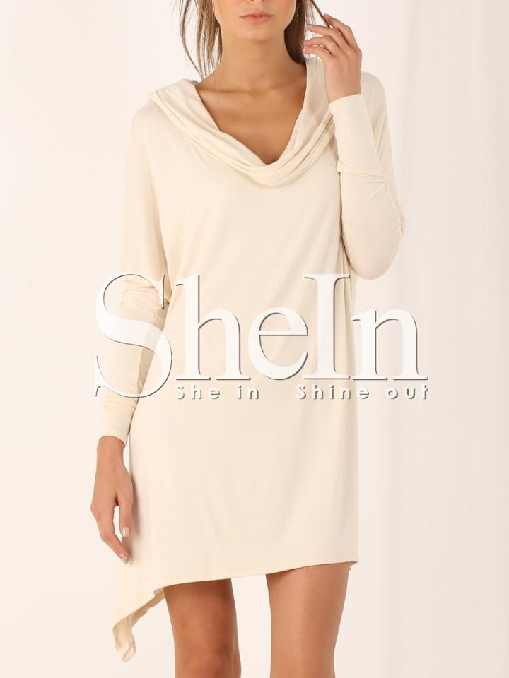 Shein White Hooded Long Sleeve Dress