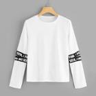 Shein Cut Out Random Letter Tape Sleeve Tee