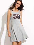 Shein Grey Number Print V Back Tank Dress