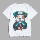 Shein Men Dog And Letter Print Tee