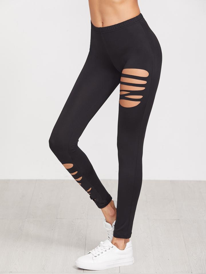 Shein Black Ripped Leggings
