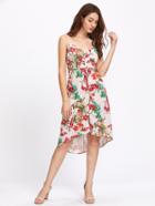 Shein Cami Straps Floral Print High Low Dress