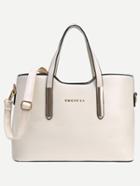 Shein White Metal Plate Embellished Tote Bag With Strap