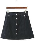 Shein Black Buttons A Line Corduroy Skirt