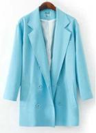 Rosewe Fabulous Long Sleeve Turndown Collar Blue Blazer With Button