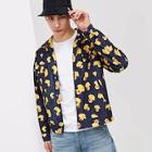Shein Men Pocket Front Animal Print Collar Jacket