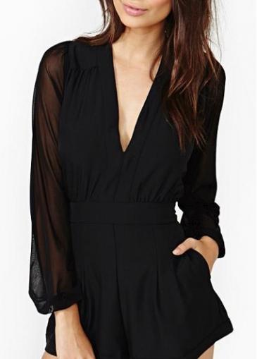 Rosewe Chic V Neck Long Sleeve Dress With Mesh