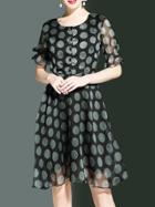 Shein Polka Dot Sheer Sleeve Dress