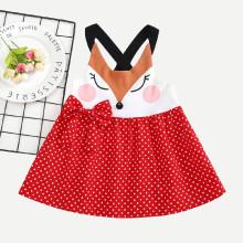 Shein Girls Fox Print Spot Dress