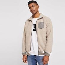 Shein Men Zip Up Pocket Collar Teddy Jacket