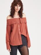 Shein Brick Red Off The Shoulder Top