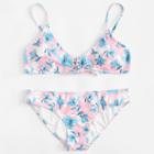 Shein Lace Up Front Floral Bikini Set