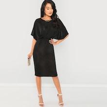 Shein Dolman Sleeve Twist Front Split Dress